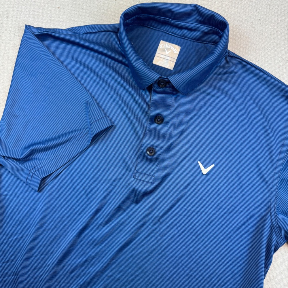 Callaway Opti-Dri Mens Small Blue Micro Stripe Golf Polo Shirt SU39260